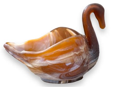 Vintage Imperial Glass Mid Century Swan Dish Caramel Slag Etsy