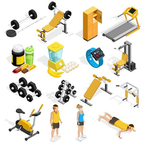 Gimnasio Y Fitness Conjunto De Iconos Isom Tricos Vector Gratis