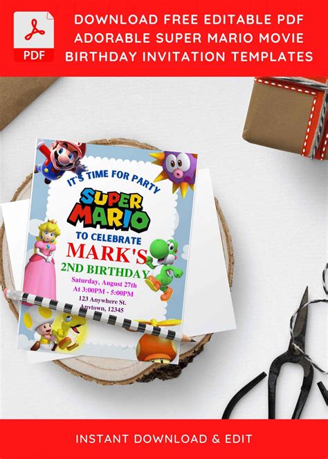 (Free Editable PDF) The Super Mario Bros Birthday Invitation Templates