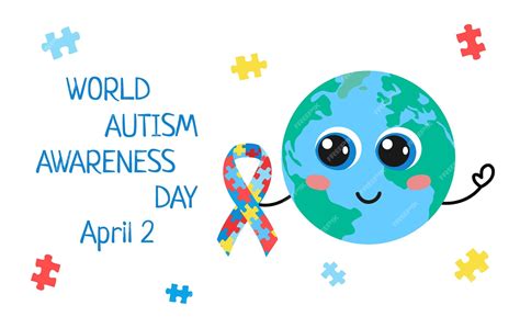 Premium Vector World Autism Awareness Day Cute Earth Planet Holds