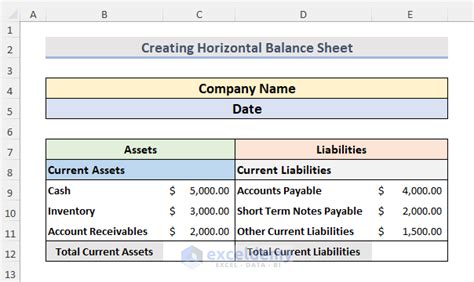 Create Horizontal Balance Sheet Format in Excel - ExcelDemy