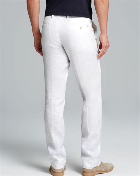 Michael Kors Linen Modern Fit Pants In White For Men Lyst