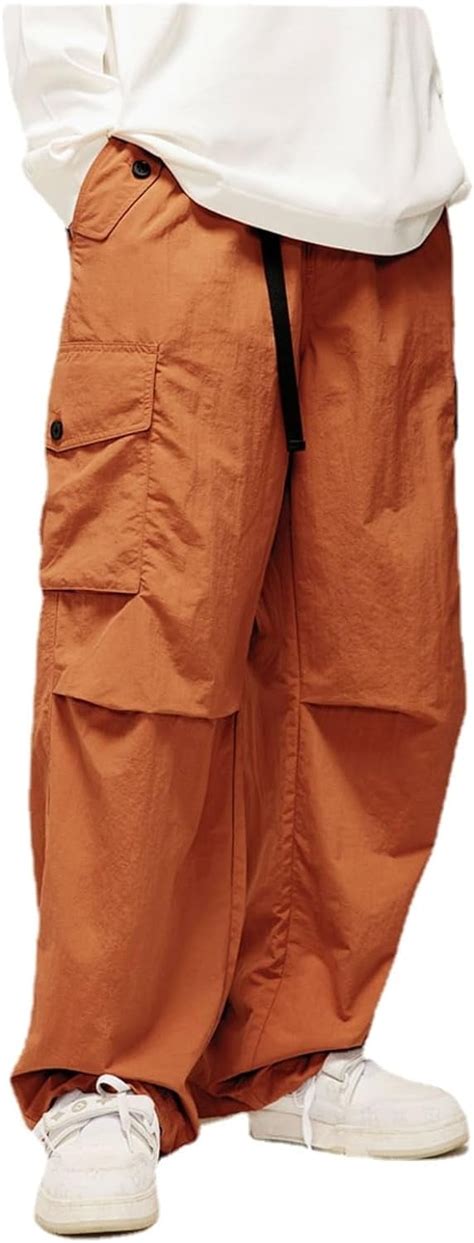 Kukuzhu Parachute Pants For Men Women Cargo Pants Baggy Y K Elastic