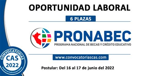 CONVOCATORIA PRONABEC CAS 6 Plazas Administración Ciencias