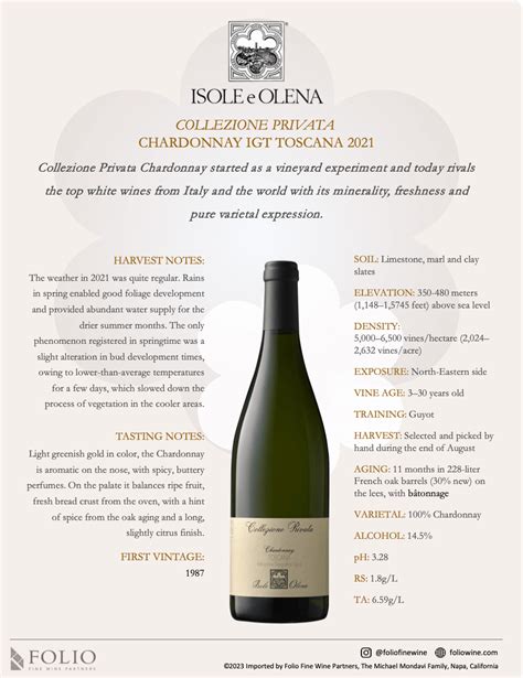 Isole E Olena Chardonnay Toscana Igt Folio Fine Wine Partners