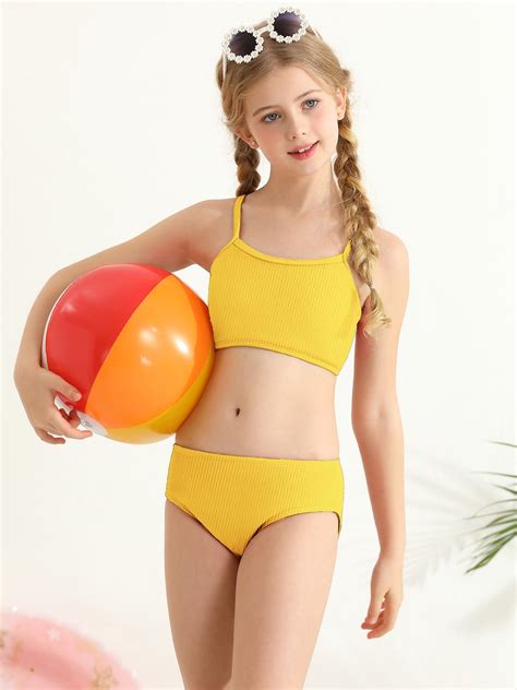 Gyratedream Girls Swimsuits Piece Bikini Set Spaghetti Strap High Waisted Bathing Suit Girls