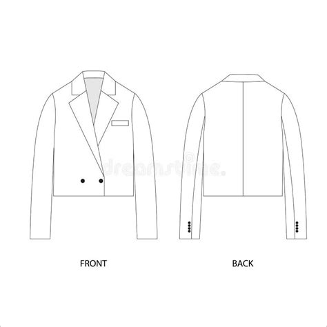 Jacket Technical Drawing Cropped Blazer Vector Stock Vector