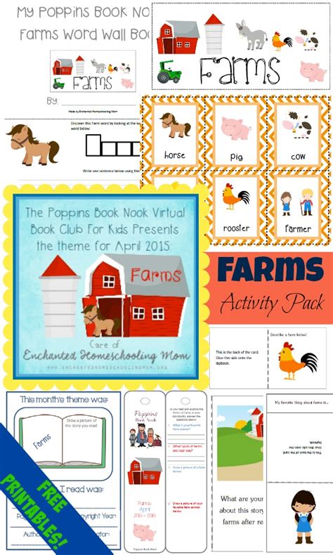 Free Book Nook Farms Themed Lapbook Pages