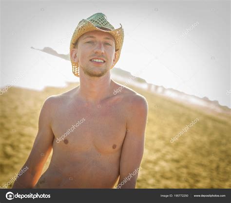 Sexy Gay Man Beach Gran Canaria Maspalomas Dunes Ocean Stock Photo