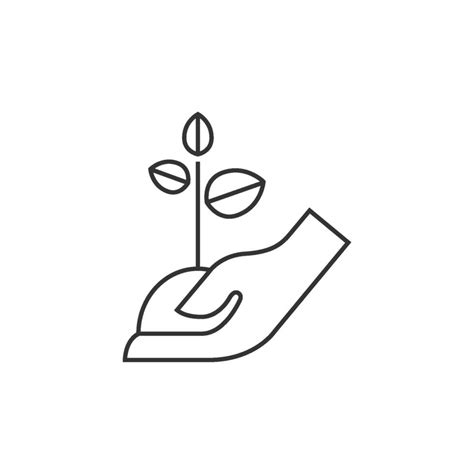 Hand holding tree icon in thin outline style 38042646 Vector Art at ...