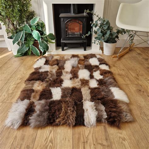 100% British Rare Breed Undyed Sheepskin Handmade Patchwork Rugs - Sheepskin.co.uk