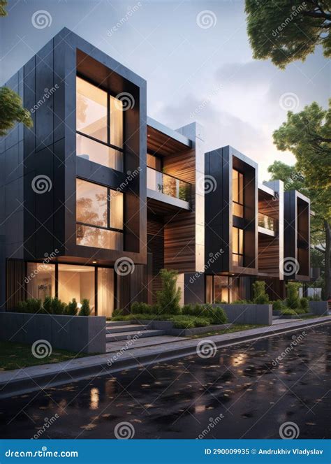 Modern Modular Private Townhouses. Residential Minimalist Architecture