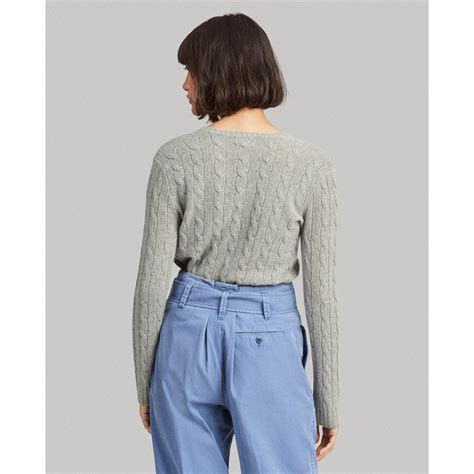 Ralph Lauren Cable Wool Cashmere Jumper In Gray Lyst