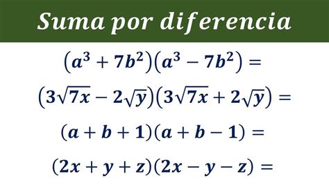 Producto Dela Suma Por La Diferencia De Dos Cantidades Ejercicios The