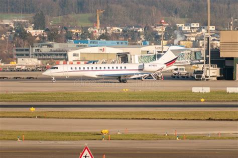 Bombardier Global 7500 Business Jet In Zurich In Switzerland Editorial