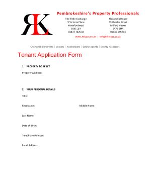 Fillable Online Tenant Application Form Blank Fax Email Print PdfFiller