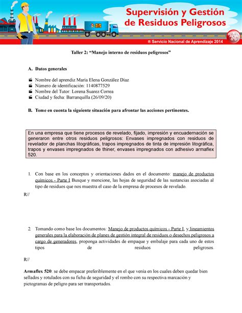 Taller 2impresion Taller 2 Manejo Interno De Residuos Peligrosos A