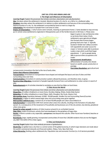 Aphug Unit Notes Unit Six Cities And Urban Land Use The Origin And