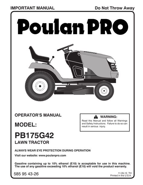 Manual For Poulan Pro Riding Mower