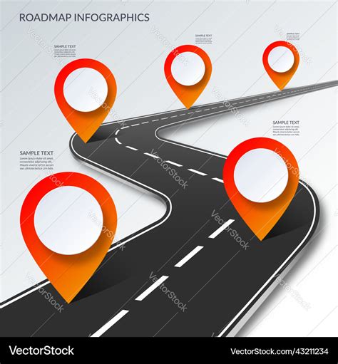 Roadmap Infographic Template With 5 Pin Pointers Vector Image