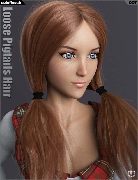 Loose Pigtails Hair For Genesis 3 And 8 Female S Daz 3D