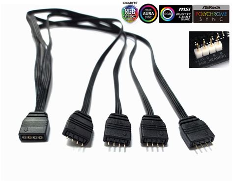 Splitter Cable 4-Pin 12V RGB Led Sync 1 to 4 Way Split – DynaQuest PC