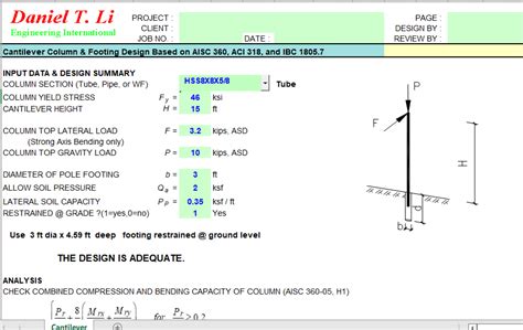 Cantilever Column And Footing Design Based On Aisc 360 Aci 318 And Ibc