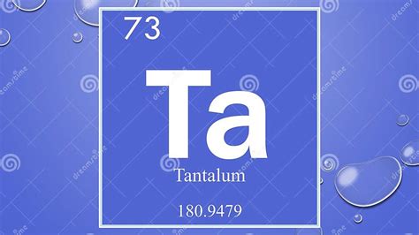 Tantalum Chemical Element Symbol On Blue Bubble Background Stock