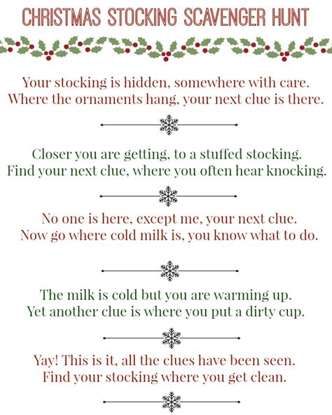 Christmas Scavenger Hunt Poems