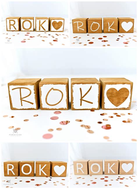 Drewniane Kostki Z Napisem ROK 10x10cm Drewniane Okienko Wooden Props