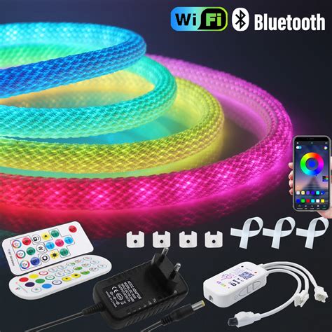 Redonda Reticulada Led Neon Strip Light Fita Luz Endere Vel Wifi