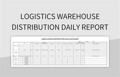 Logistics Warehouse Distribution Daily Report Excel Template And Google