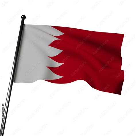 3d Rendering Of The Bahraini Flag Waving On A Gray Background With A