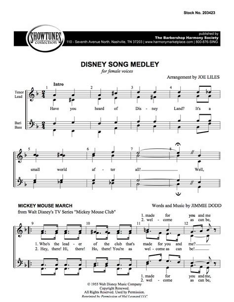 Disney Song Medley (SSAA) (arr. Liles) - Barbershop Harmony Society