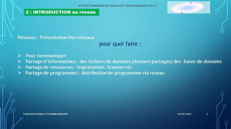 Le Fonctionnement Des Reseaux Et Lenvironnement Des S I