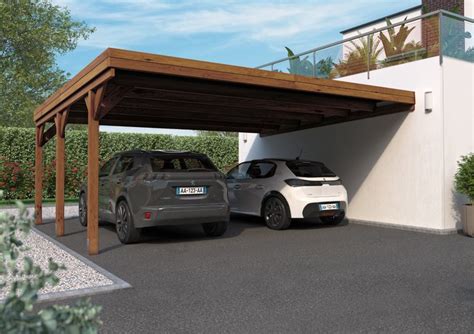 Autoclaved Wood Carport Pergola Double Victor Model Forest Batisseur