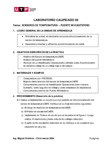 Lab Calificado 2 Sensores De Temperatura LABORATORIO CALIFICADO 0 2