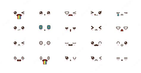 Premium Vector | Kawaii cute faces smile emoticons. japanese emoji