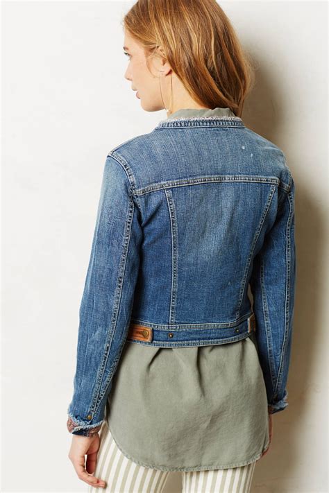 Pilcro Collarless Denim Jacket In Blue Lyst