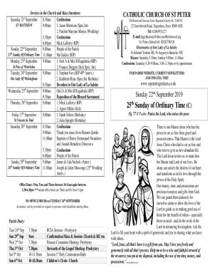 Fillable Online Mass Intentions Dagenham St Peter S Church Fax