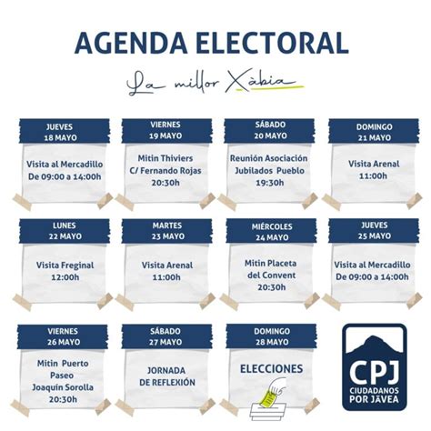 Calendario electoral de Ciudadanos por Jávea CpJ Jávea Xàbia