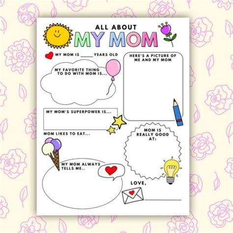 All About My Mom Printable Free Worksheet Mindymakes