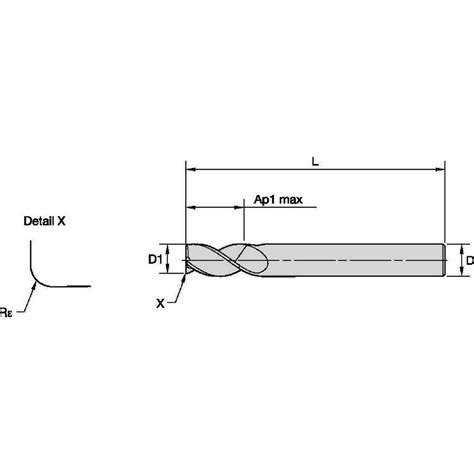 Widia Corner Radius End Mill 3 8 Dia 1 LOC 0 0150 Radius 3