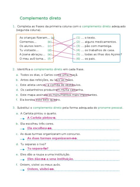 Exercicios Complemento Verbal