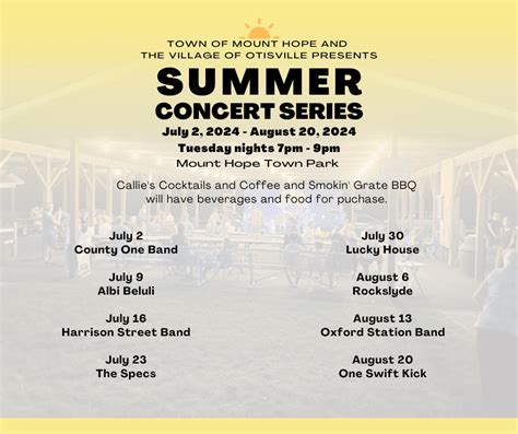 2024 Summer Concert Series Town Of Mount Hope