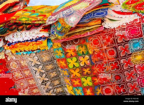 Display of nanduti at the street market in Asuncion, Paraguay. Nanduti ...