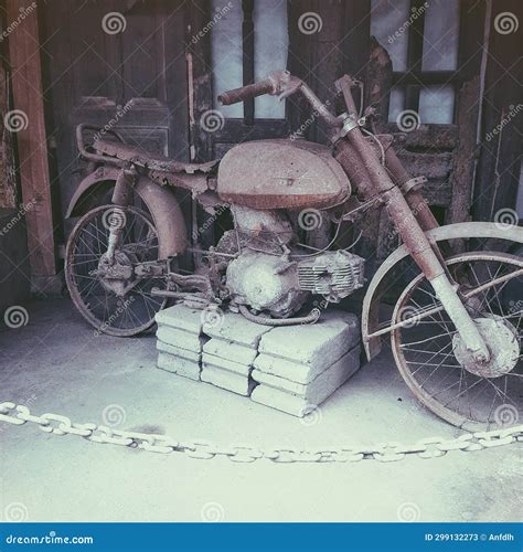 Vintage Motorcycle Old 90 Vibe in the Museum Stock Image - Image of