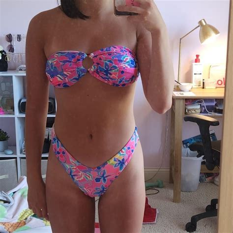 Floral Bandeau Top Bikini Set Slightly Cheeky Depop