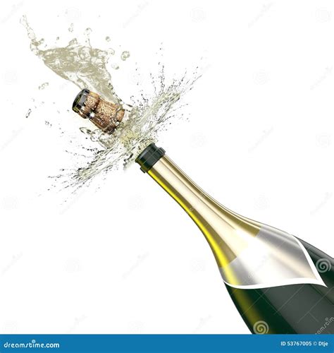 Opened Bottle Of Champagne With A Close Up View On The Cork Stock