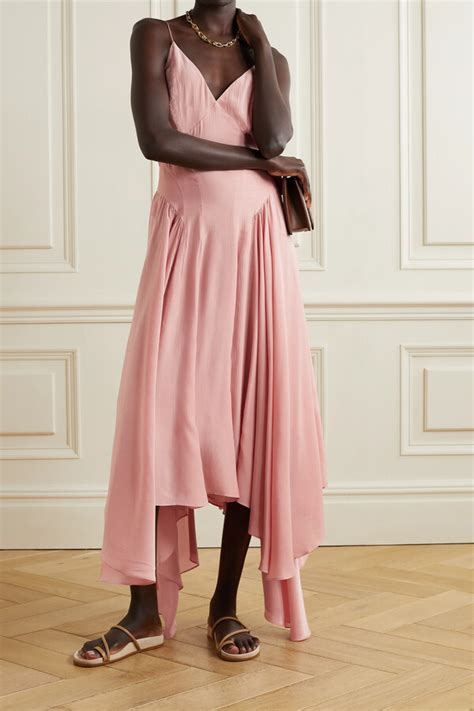 TOVE Maren Asymmetric Silk Crepon Dress Pink ShopStyle